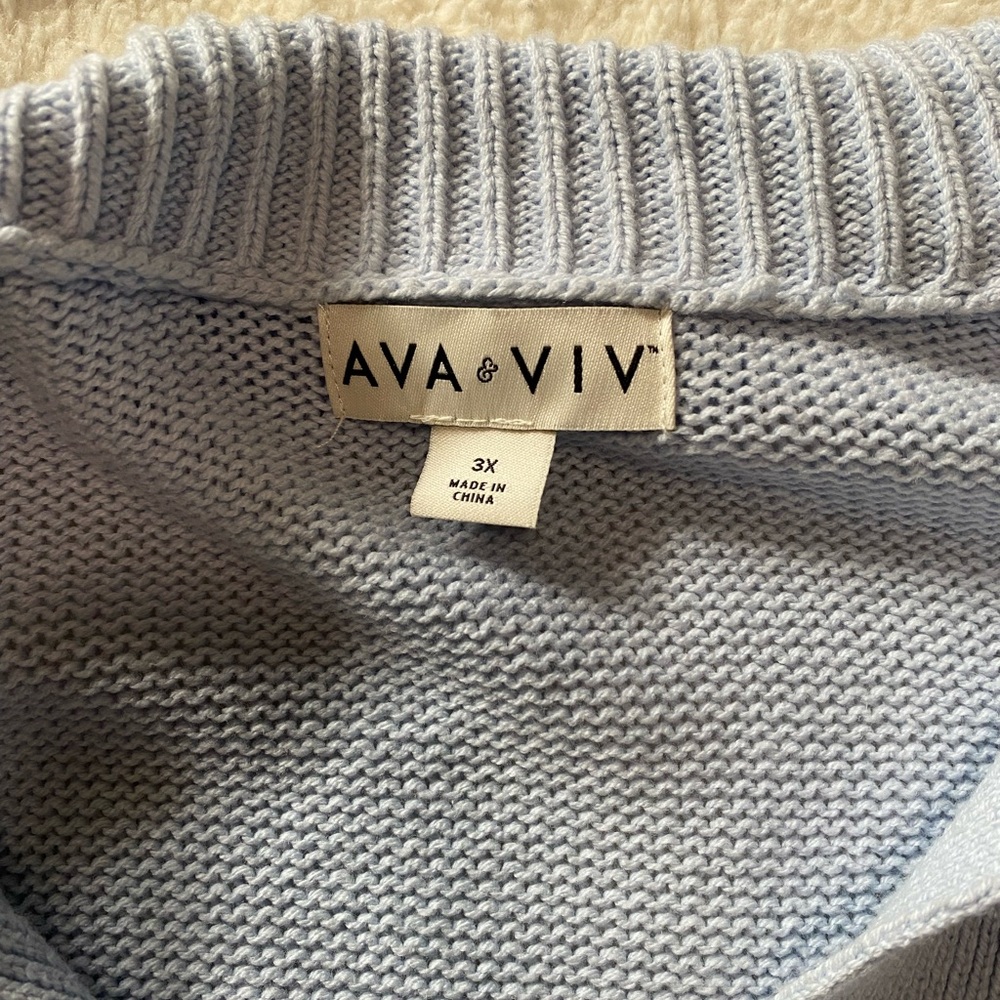 Ava & Viv Women's Soft Blue Crew Neck Sweater